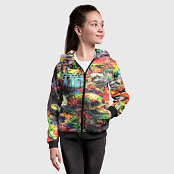 Толстовка на молнии детская Кислотные рисунки психоделика, цвет: 3D-черный — фото 2