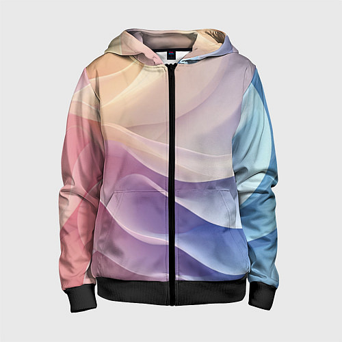 Детская толстовка на молнии Текстура с градиентом волны / 3D-Черный – фото 1