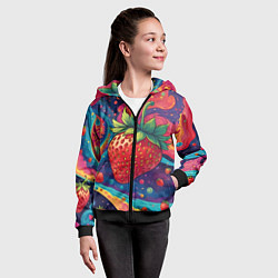 Толстовка на молнии детская Психоделика клубничка, цвет: 3D-черный — фото 2