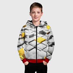 Толстовка на молнии детская Оптические кубы текстура, цвет: 3D-красный — фото 2