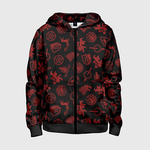 Детская толстовка на молнии Houses logo pattern Game of Thrones / 3D-Черный – фото 1