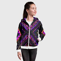 Толстовка на молнии детская Marshmello geometry neon, цвет: 3D-белый — фото 2