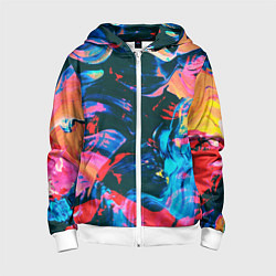 Толстовка на молнии детская Colors, цвет: 3D-белый