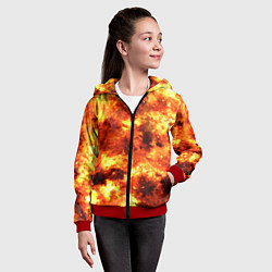 Толстовка на молнии детская Ядерный взрыв огонь, цвет: 3D-красный — фото 2