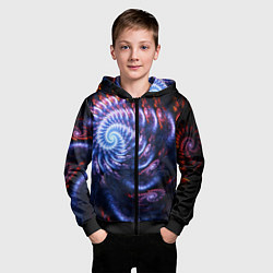 Толстовка на молнии детская Оптический фрактальный узор текстура, цвет: 3D-черный — фото 2