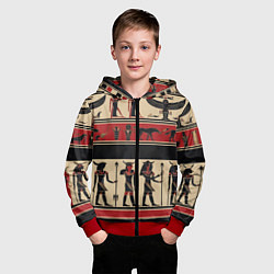Толстовка на молнии детская Египетский орнамент, цвет: 3D-красный — фото 2