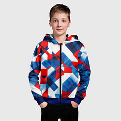 Толстовка на молнии детская Сине бело красная абстракция, цвет: 3D-синий — фото 2