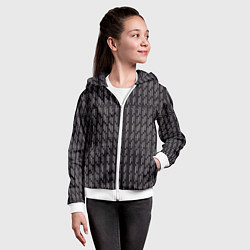 Толстовка на молнии детская Белые точки на чёрном фоне, цвет: 3D-белый — фото 2