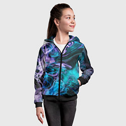 Толстовка на молнии детская Цветной дым текстура, цвет: 3D-черный — фото 2