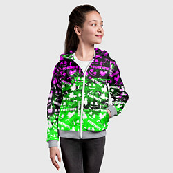 Толстовка на молнии детская Fortnite краски кислота, цвет: 3D-меланж — фото 2