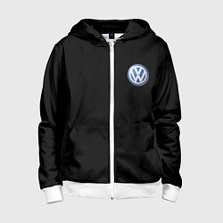 Толстовка на молнии детская Volkswagen logo auto, цвет: 3D-белый