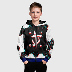 Толстовка на молнии детская Doom hexagon glitch color, цвет: 3D-синий — фото 2