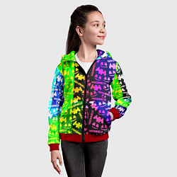 Толстовка на молнии детская Marshmello pattern neon steel, цвет: 3D-красный — фото 2