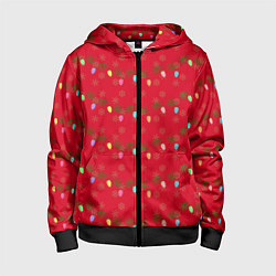 Детская толстовка на молнии Гирлянды на красном