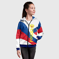 Толстовка на молнии детская Флаг России, паттерн, цвет: 3D-синий — фото 2