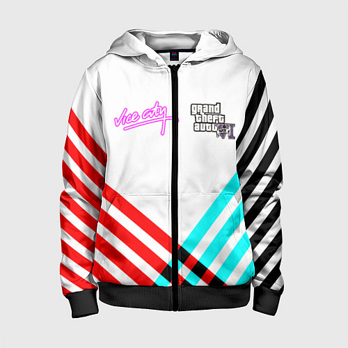 Детская толстовка на молнии GTA6 vice city line / 3D-Черный – фото 1