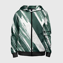 Детская толстовка на молнии Косая зеленая полоска