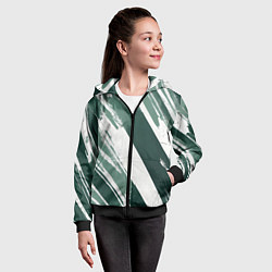 Толстовка на молнии детская Косая зеленая полоска, цвет: 3D-черный — фото 2