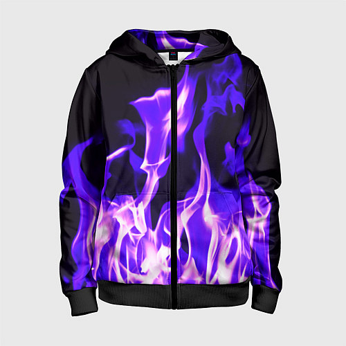 Детская толстовка на молнии Неоновый огненный стиль / 3D-Черный – фото 1
