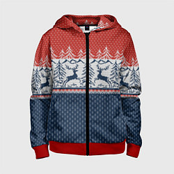 Детская толстовка на молнии Новогодний вязаный узор