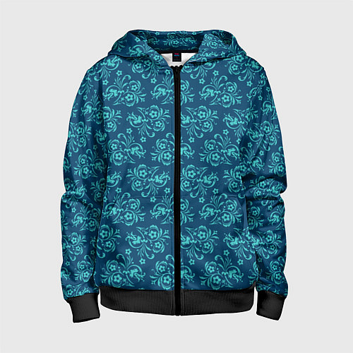 Детская толстовка на молнии Цветочные обои / 3D-Черный – фото 1