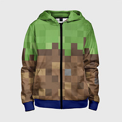 Толстовка на молнии детская Earth - Minecraft, цвет: 3D-синий