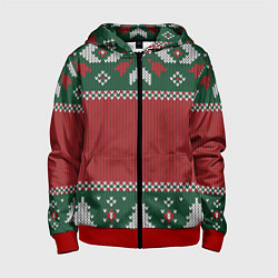 Детская толстовка на молнии Knitted Christmas Pattern