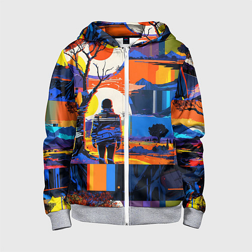Детская толстовка на молнии Ночная прогулка абстракция / 3D-Меланж – фото 1