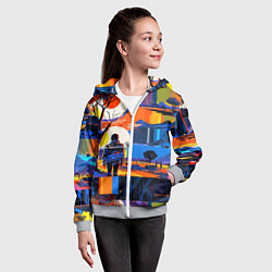 Толстовка на молнии детская Ночная прогулка абстракция, цвет: 3D-меланж — фото 2