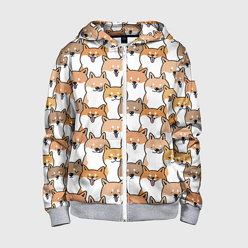 Детская толстовка на молнии Узор сиба ину / 3D-Меланж – фото 1