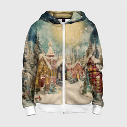 Детская толстовка на молнии Милый новогодний городок