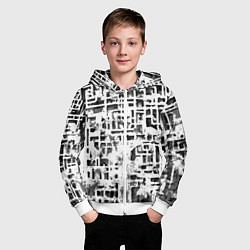 Толстовка на молнии детская Бело-чёрная абстракция, цвет: 3D-белый — фото 2