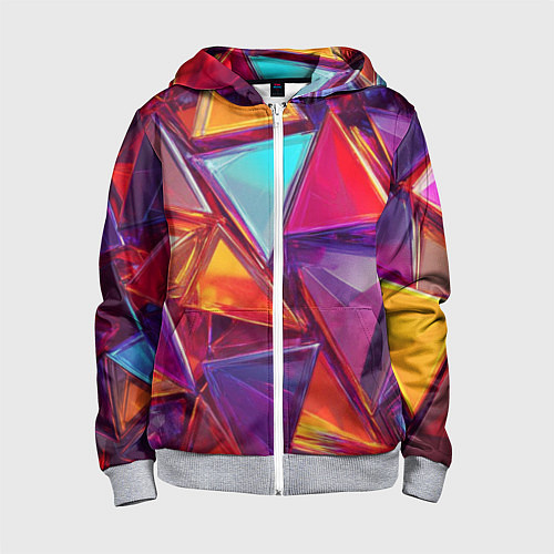 Детская толстовка на молнии Разноцветные треугольники 2 / 3D-Меланж – фото 1