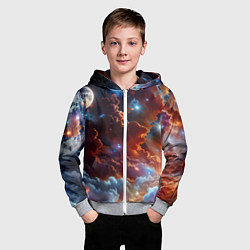 Толстовка на молнии детская Космические звезды, цвет: 3D-меланж — фото 2