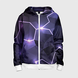 Толстовка на молнии детская Молниеносная геометрия с подсветкой, цвет: 3D-белый