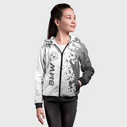 Толстовка на молнии детская BMW - white gradient по-вертикали, цвет: 3D-черный — фото 2