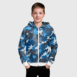 Толстовка на молнии детская Синий армейский камуфляж, цвет: 3D-белый — фото 2