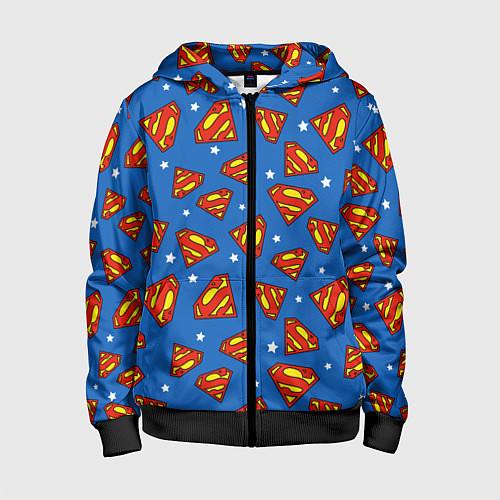 Детская толстовка на молнии Супермен паттерн / 3D-Черный – фото 1
