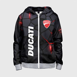 Толстовка на молнии детская Ducati - плиты с эффектом свечения, цвет: 3D-меланж