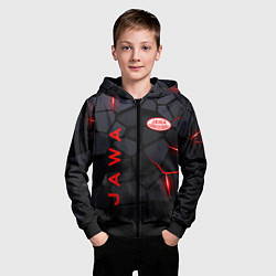 Толстовка на молнии детская Jawa - плиты с эффектом свечения, цвет: 3D-черный — фото 2
