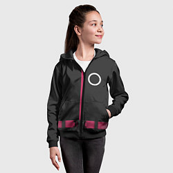 Толстовка на молнии детская Форма стражи - Круг Squid Game, цвет: 3D-черный — фото 2