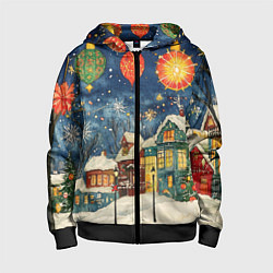 Детская толстовка на молнии Новый год на улице