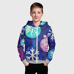 Толстовка на молнии детская Новогодний узор, цвет: 3D-меланж — фото 2