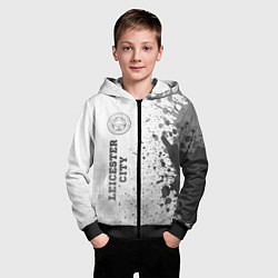 Толстовка на молнии детская Leicester City - white gradient по-вертикали, цвет: 3D-черный — фото 2