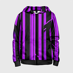 Детская толстовка на молнии Толстые фиолетовые полосы на чёрном фоне