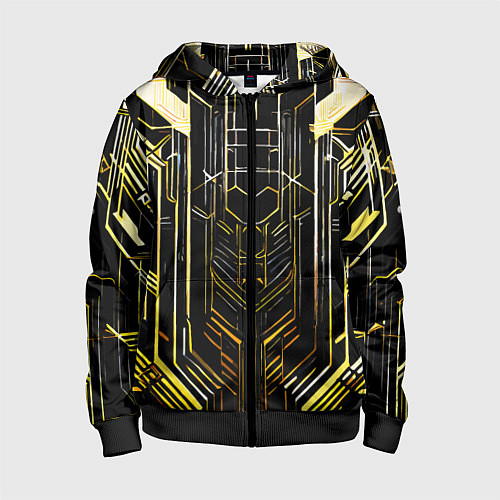 Детская толстовка на молнии Gold lines on a black background / 3D-Черный – фото 1