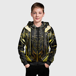Толстовка на молнии детская Gold lines on a black background, цвет: 3D-черный — фото 2