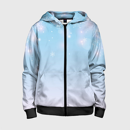 Детская толстовка на молнии Зимний градиент со снежинками / 3D-Черный – фото 1