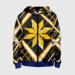 Детская толстовка на молнии Жёлто-белая звезда и полосы на чёрном фоне