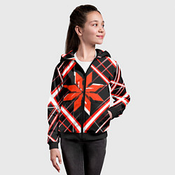 Толстовка на молнии детская Красно-белая звезда и полосы на чёрном фоне, цвет: 3D-черный — фото 2